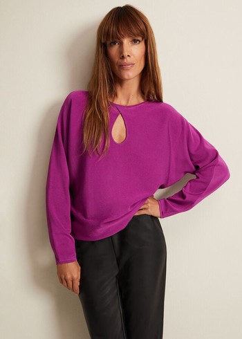 Phase Eight Letina Slinky Keyhole Knitwear Purple Australia | DJ5967021